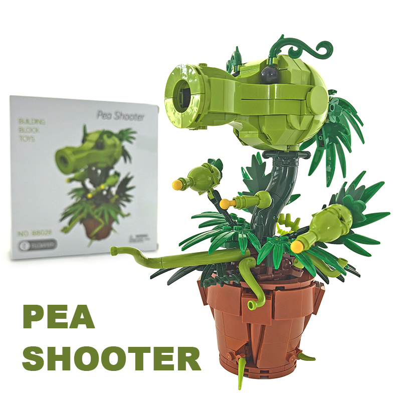 Bonsai Garden Lego - Kreative Pflanzen-Kriegsfiguren-Erbsenschütze-Bausteine, Bonsai-Modellpflanze im Topf, zusammenbaubare