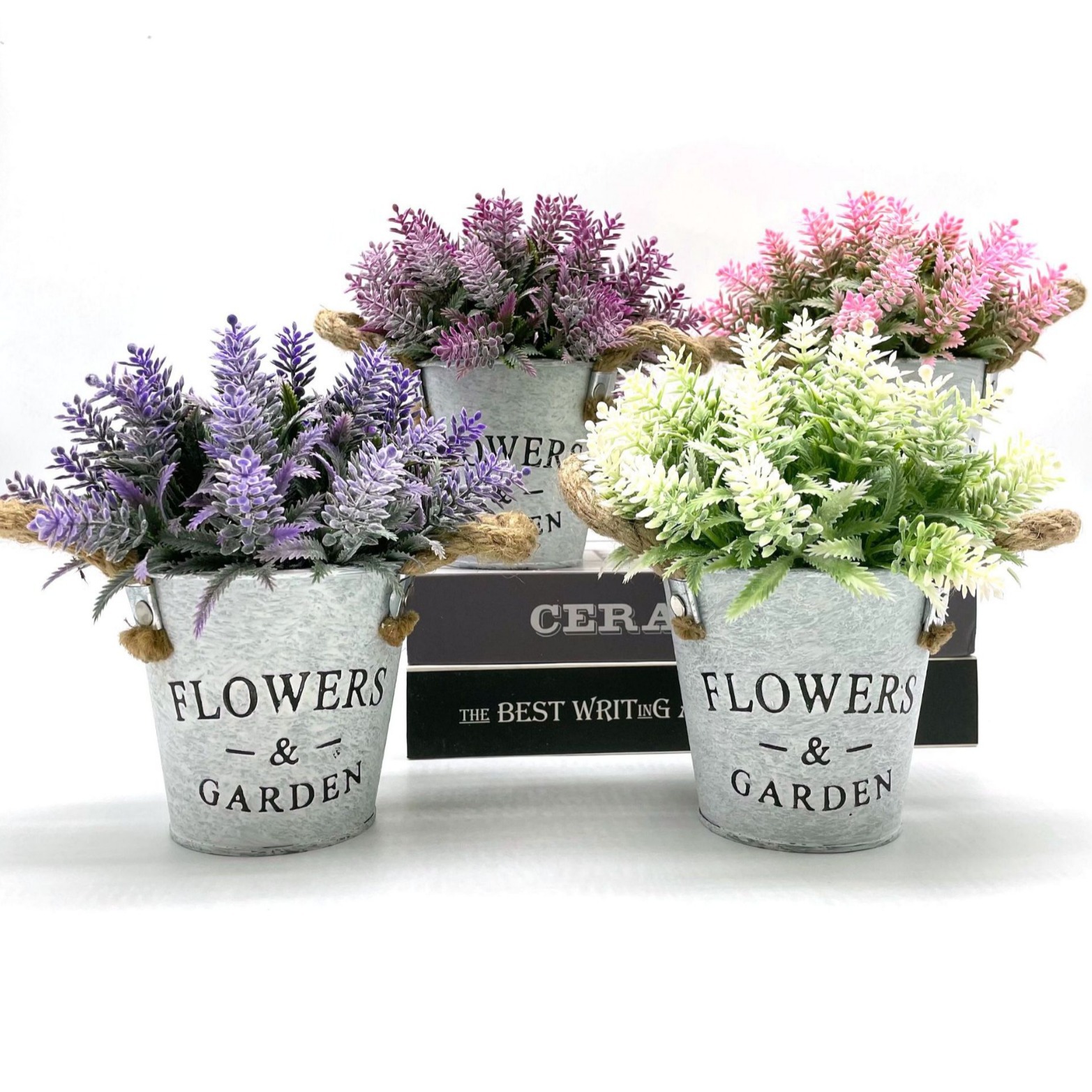 Bonsai Garden Restaurant - Künstliche Blumen, simulierte Eukalyptus-Lavendel-Topfpflanze zum Dekorieren