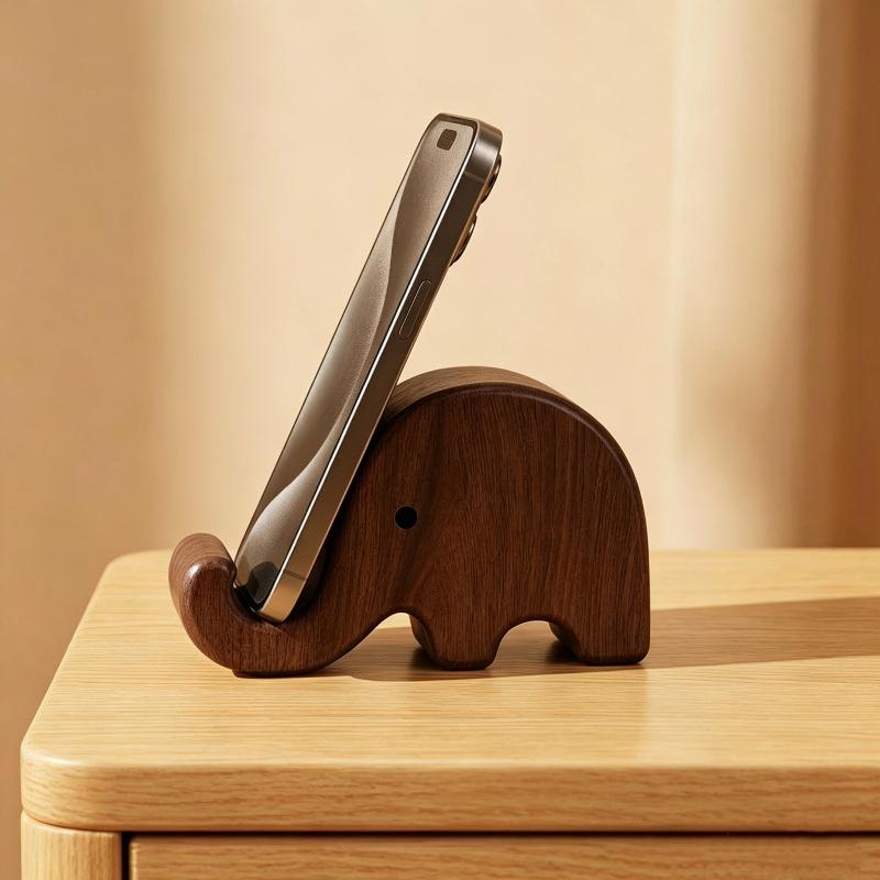 Display Stand Wood - Einfacher Handyhalter aus massivem Schwarznussholz, Visitenkartenständer,