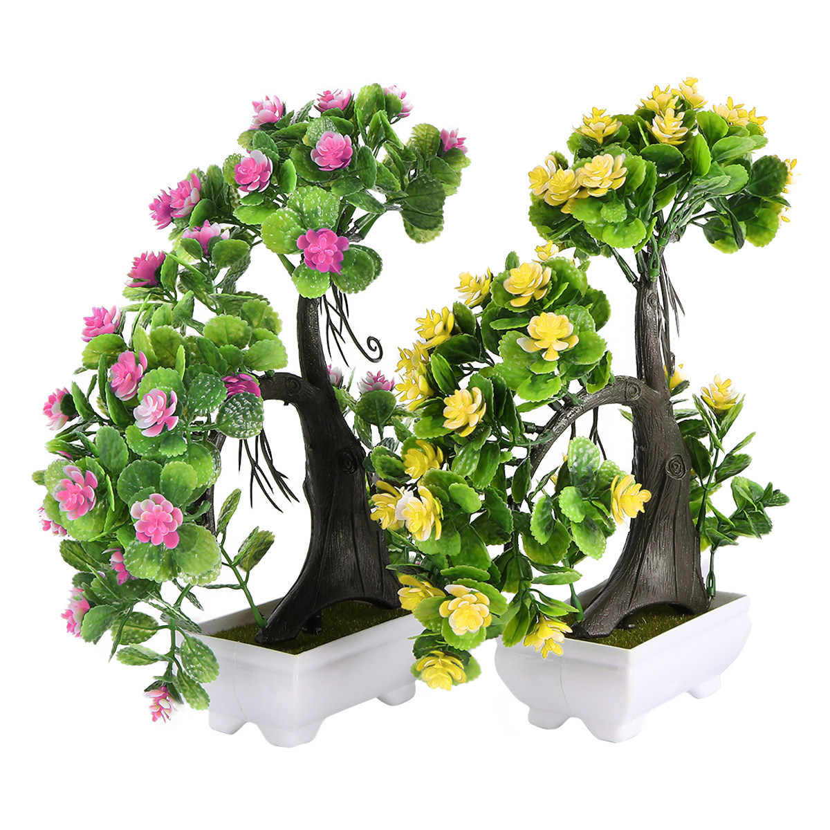 Bonsai Garden Restaurant - 2 Stücke lebensechte Simulations-Bonsai-Kunstblumen im Topf,
