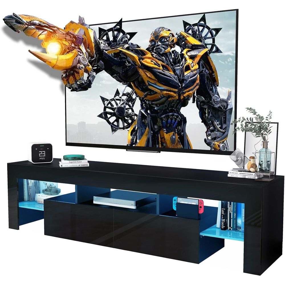 Display Stand Wood - Schwarzer TV-Ständer, 60 65 70 75