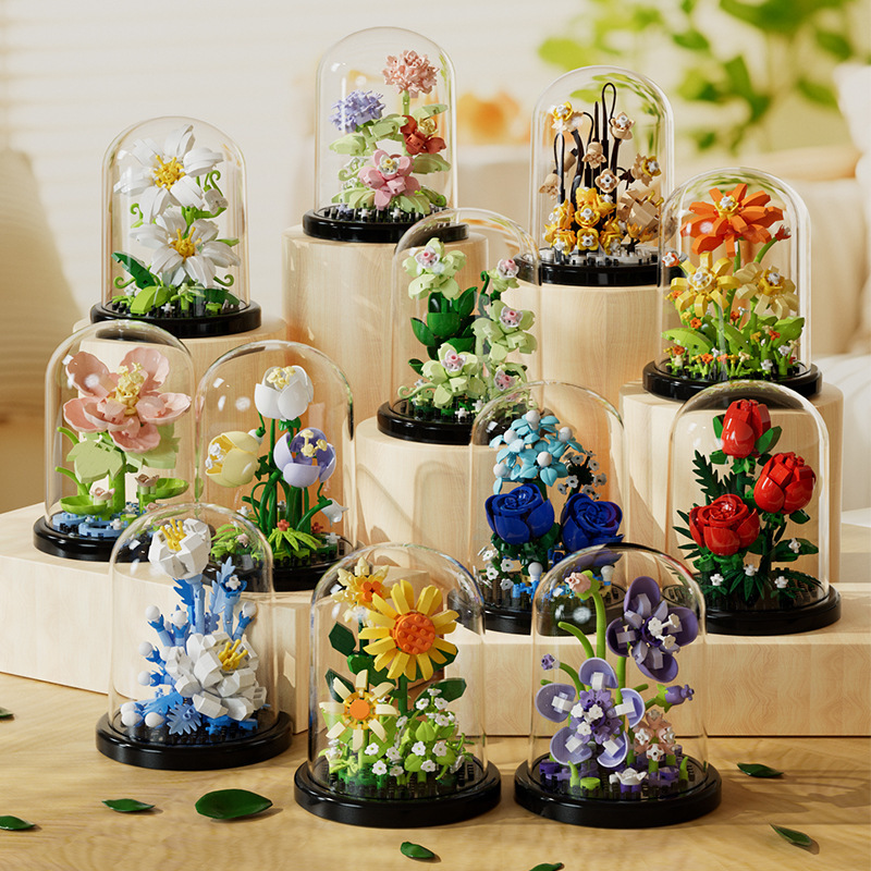Bonsai Garden Lego - Blumenstrauß Bonsai Bausteine Künstliche Plastikpflanze Staubschutzabdeckung