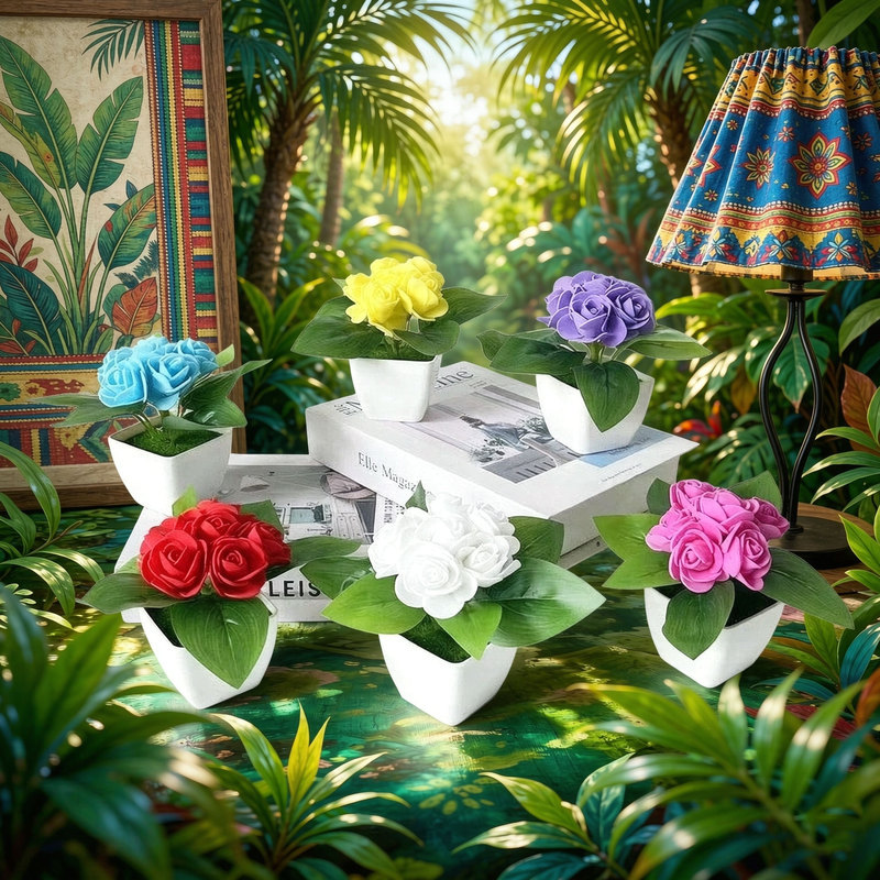 4 Stück künstliche 6 Rosen, Si – Bonsai Garden Restaurant Bewertung und Preis