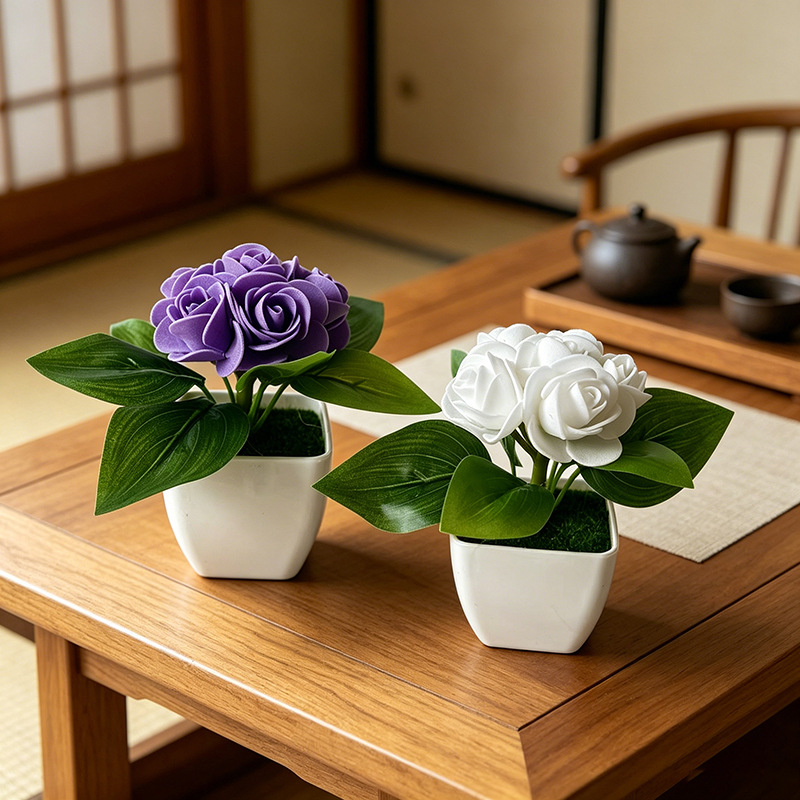 4 Stück künstliche 6 Rosen, Si – Bonsai Garden Restaurant Bewertung und Preis